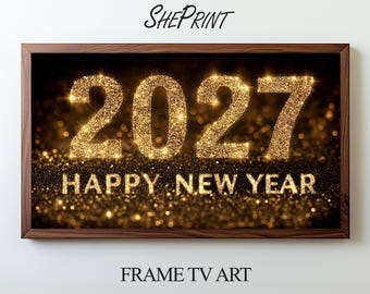 Happy New Year 2027 Frame TV Art | Festive Digital Download