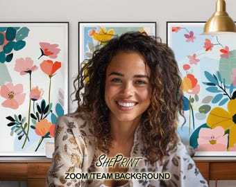 Spring Floral Zoom Background: Colorful Flowers, Virtual Meeting (Instant Download)
