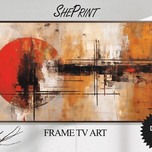 Arte para TV con marco Samsung, arte wabi sabi, arte abstracto japonés, arte digital para TV, descarga instantánea