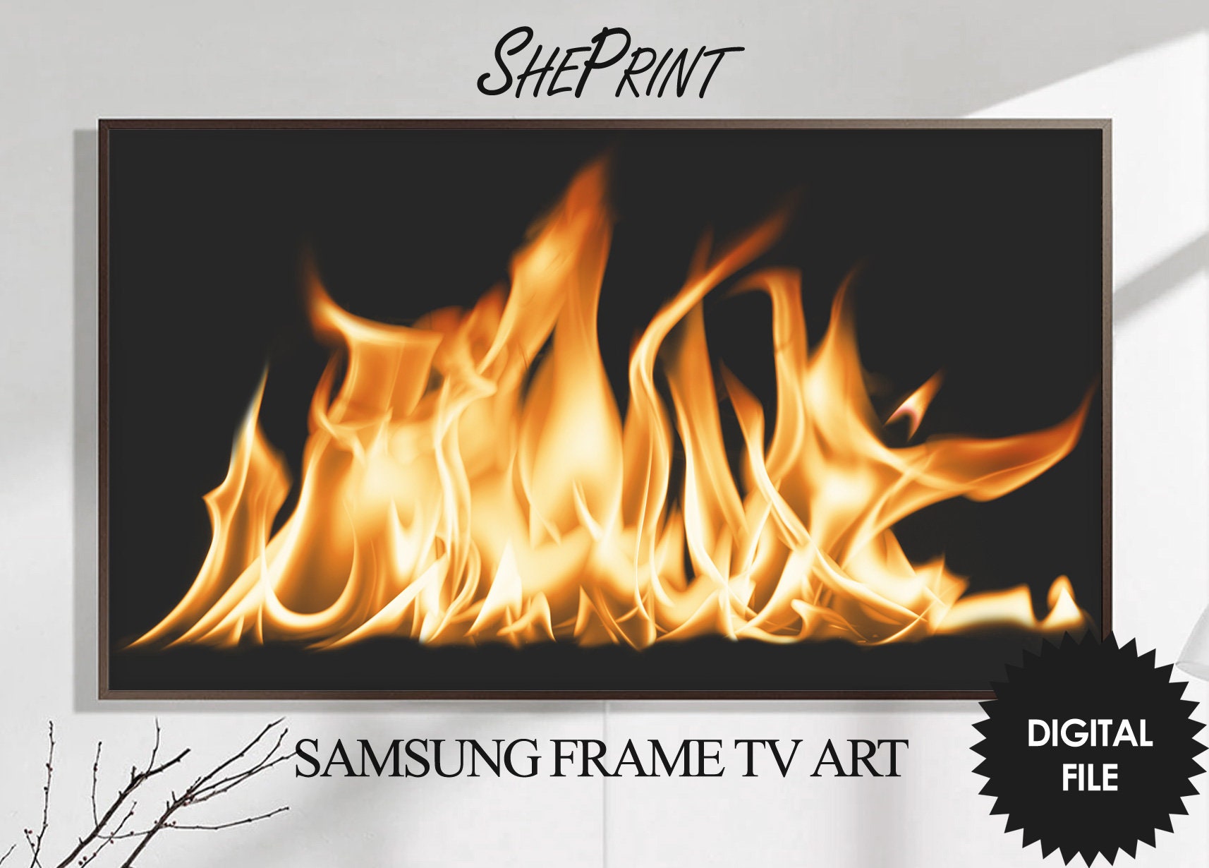Samsung Frame TV Art Fireplace Christmas Tv Art Winter Fireplace Flames ...