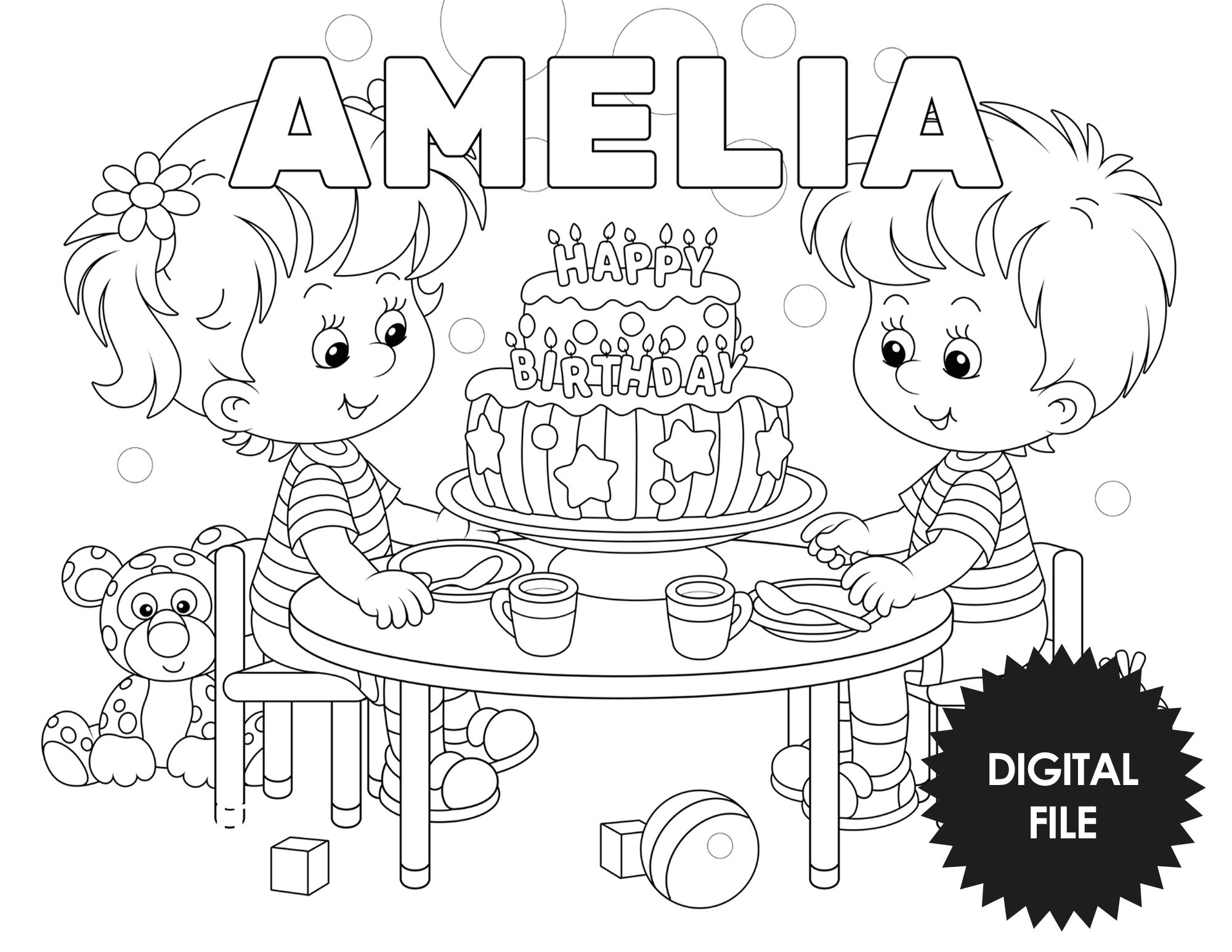 Personalized Birthday Coloring Pages for Kids, Custom Name & Age ...