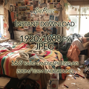 Funny Zoom Background Messy Bedroom | Digital Download - Etsy