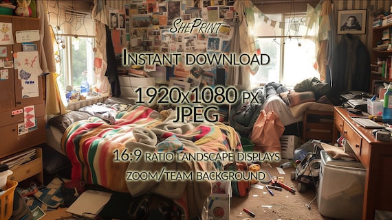 Funny Zoom Background, Messy Bedroom 16:9 Landscape, Hilarious