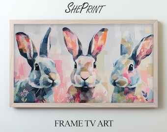 Three Easter Bunnies Abstract TV Art | Instant Digital Download
