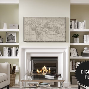 Samsung Rahmen TV Kunst | Alte Vintage Weltkarte | Digitale TV Kunst | Sofort Download
