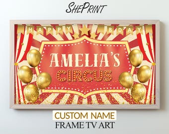 Circus Birthday TV Backdrop For Kids | Custom Name | Digital Download Ready in 1-2 Days