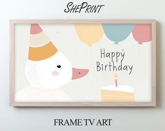 First Birthday Frame TV Art: One Silly Goose (Digital Download 3840x2160px JPG)