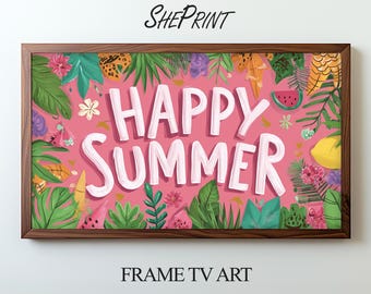 Happy Summer TV Banner | Frame TV Art | Hello Summer | Digital Download