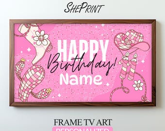 Personalized Funky Birthday Frame TV Art for Girls (Digital Download)