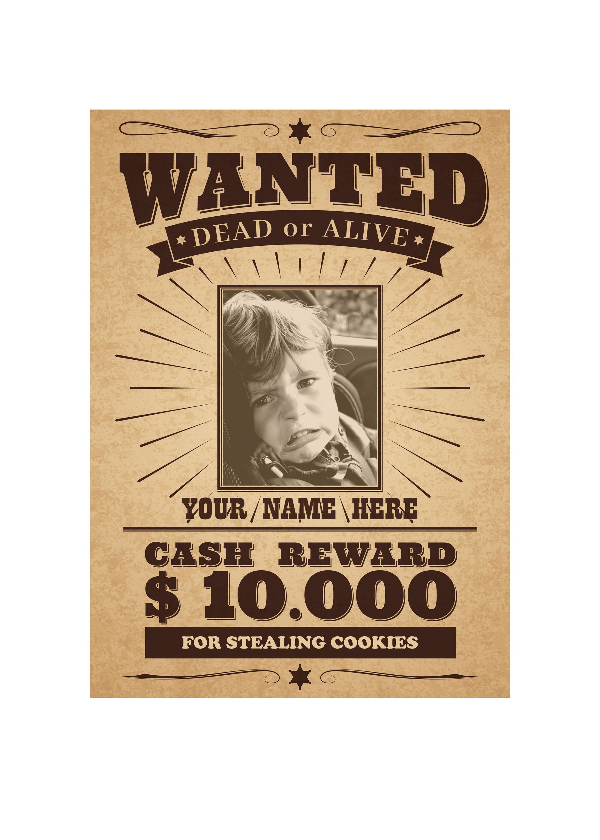 Custom Photo Wanted Poster: Personalized Name & Crime (JPEG Digital Download)