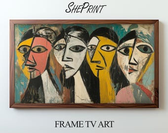 Cubist Women Samsung Frame TV Art | Abstract Oil Painting | Instant Digital Download