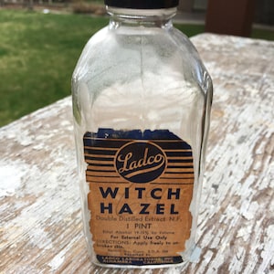 Vintage Ladco Witch Hazel Glass Bottle-Apothecary-Vintage Medicine Bottle-Vintage Advertisement-Industrial Decor-Collectible-Farmhouse Decor