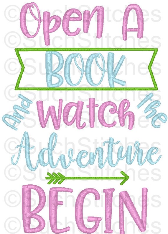 Reading Pillow Embroidery DesignOpen A Book Etsy