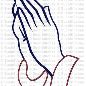 Könnte beinhalten: Eine blaue Umrandung von zwei ineinander gefalteten Händen im Gebet. Die Umrandung ist dick und die Hände sind stilisiert.