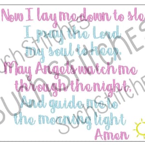 Bedtime Prayer Embroidery Design