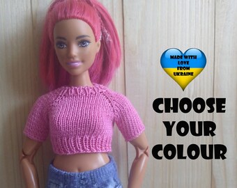Curvy fashion doll clothes - Top for Curvy Fashion doll - Choose your colour