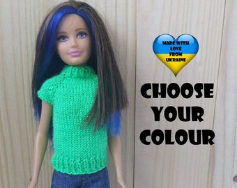 Vestiti per bambole Skipper - Maglione senza maniche per bambola Skipper - Scegli il tuo colore