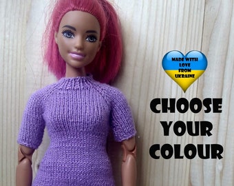 Knit dress for Curvy Fashion doll - Curvy Fashion doll doll clothes - Choose your colour