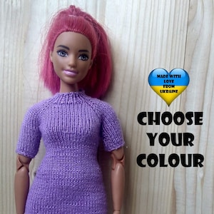 Knit dress for Curvy Fashion doll - Curvy Fashion doll doll clothes - Choose your colour