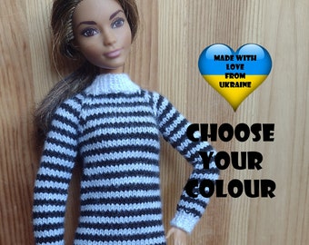 Stripped dress for 11 inch Fashion doll - Choose your colour
