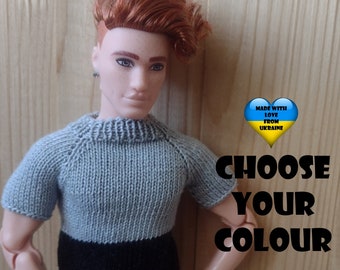 Knitted shirt for Ken doll - Ken doll clothes - Choose two colours