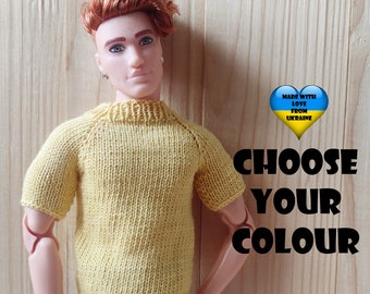 Ken doll knitted shirt - Clothes for Ken doll - Choose your colour