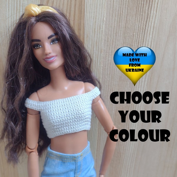 Top for 12 inch fashion doll - Clothes for Tall Fashion dolls - Choose your colour