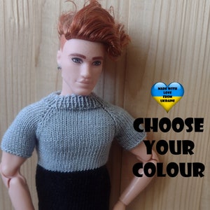 Knitted shirt for Ken doll - Ken doll clothes - Choose two colours