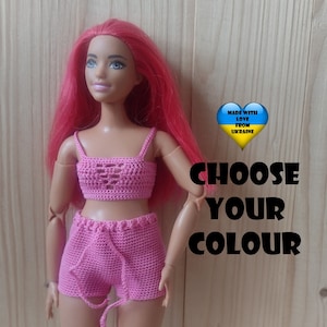 Curvy Fashion doll clothes - Top and shorts for Curvy Fashion doll - Choose Your colour