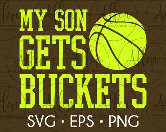 Meu filho ganha baldes SVG, basquete SVG, camisa de basquete, basquete, baldes SVG