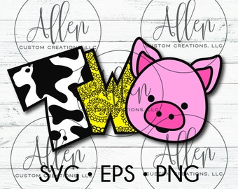 Barnyard Two SVG, Barnyard Two Pig, Barnyard Second Birthday, Barnyard Animals, Arquivo de corte de Barnyard