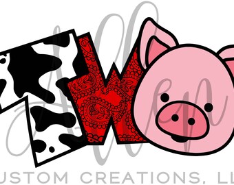 Barnyard Two SVG, Barnyard Two Pig Red, segundo aniversário do Barnyard, animais do Barnyard, arquivo de corte do Barnyard