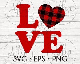 Love SVG, Heart SVG, arquivo de corte de coração xadrez de búfalo, arquivo de corte de dia dos namorados, arquivo de corte de dia dos namorados, arquivo de corte bonito