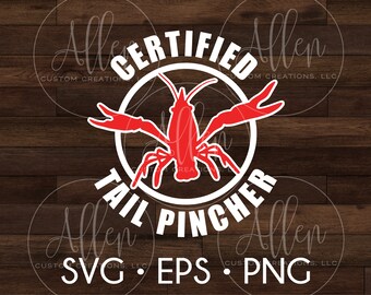 Pincher de cauda certificado SVG, Pincher de cauda certificado, Arquivo de corte de pinça de cauda certificado, Arquivo de corte de lagostins, SVG de lagostins
