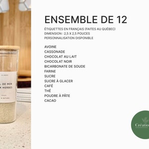 FRANÇAIS Étiquettes d'organisation minimalistes personnalisables pour pots d'épices et garde-manger résistantes à l'eau faites au Québec image 10