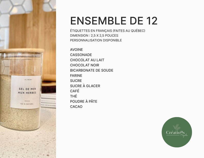 FRANÇAIS Étiquettes d'organisation minimalistes personnalisables pour pots d'épices et garde-manger résistantes à l'eau faites au Québec image 10