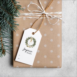 Lot de 24 étiquettes imprimées pour cadeaux de Noël | étiquettes de vacances et joyeux Noël | étiquettes imprimées de Noël en français