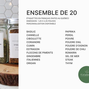FRANÇAIS Étiquettes d'organisation minimalistes personnalisables pour pots d'épices et garde-manger résistantes à l'eau faites au Québec image 6