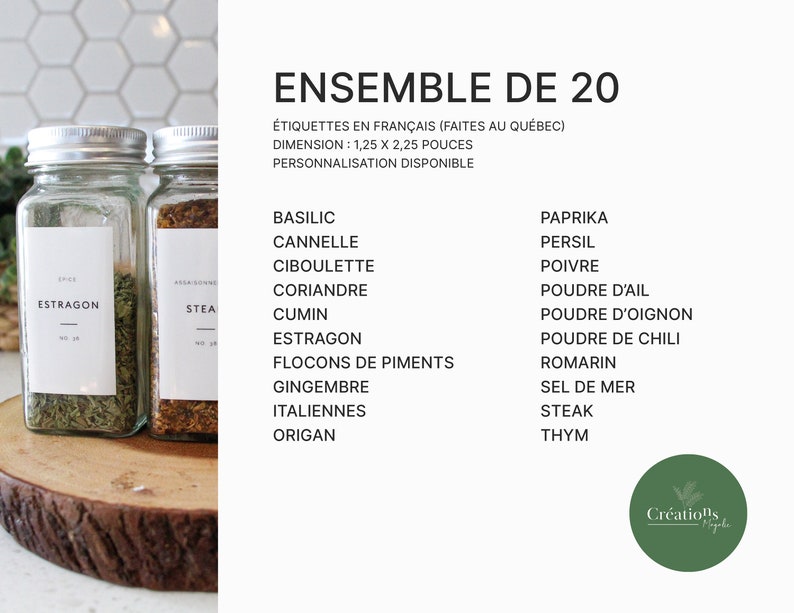 FRANÇAIS Étiquettes d'organisation minimalistes personnalisables pour pots d'épices et garde-manger résistantes à l'eau faites au Québec image 6