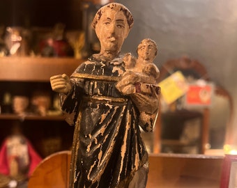 1800s Hand Carved St. Anthony
