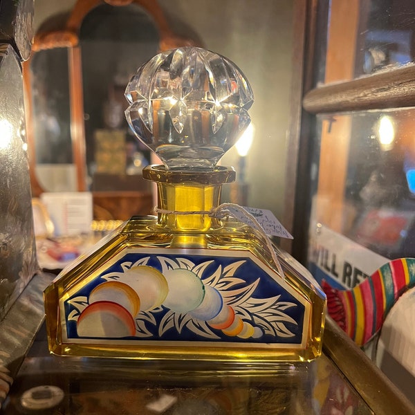 Antique Hand Painted Crystal Perfume Decanter
