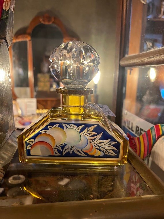 Antique Hand Painted Crystal Perfume Decanter