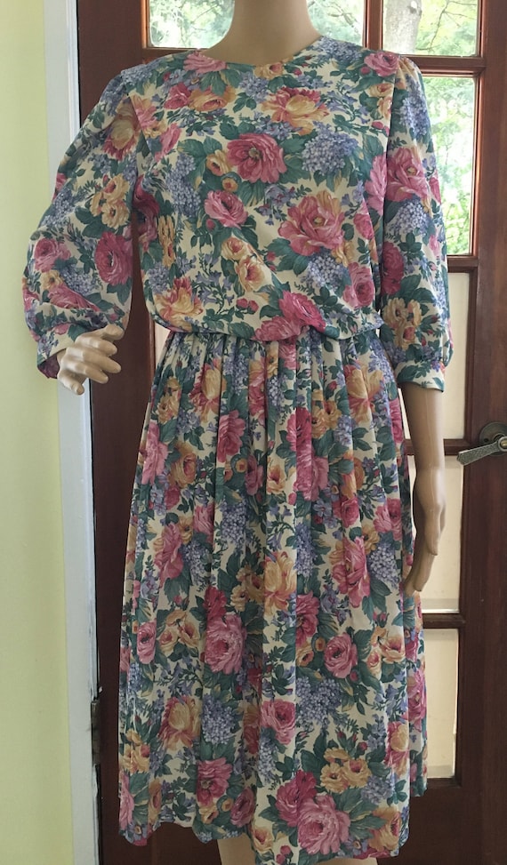 1970s California Looks Floral Dress - image 1