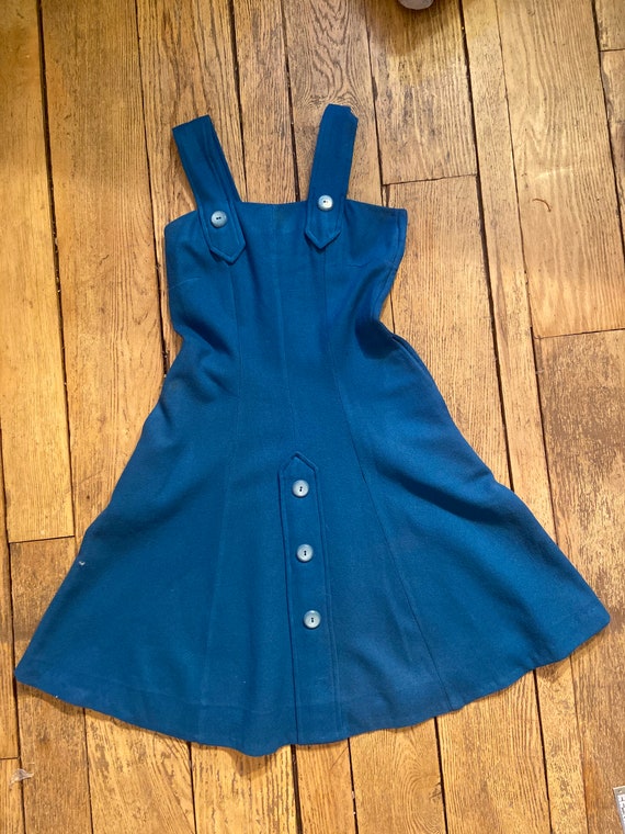 1960s Pinafore Wool Dress