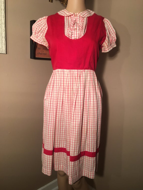 1950s Cotton Gingham Dress