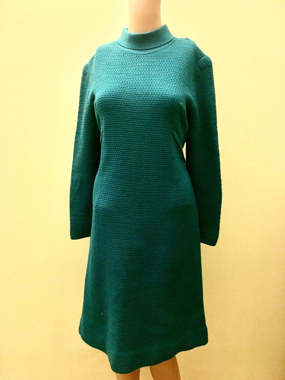 1960s Knitted Turquoise Dress