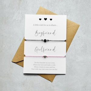 Boyfriend and Girlfriend Wish Bracelets - Matching Wish Bracelet, Couples Bracelets to share, Valentine Gift, Valentines Gift for Him Her