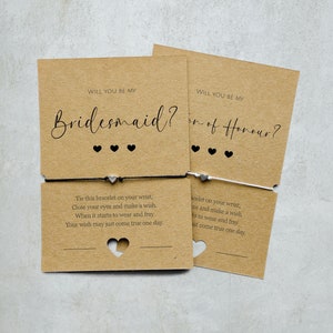 Will you be my Bridesmaid Wish Bracelet Invitation Card - Maid of Honour, Flower Girl, Bridesmaid Request, Proposal, Gift