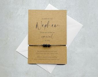 Nephew Wish Bracelet Card - Gift for Nephew, Gifts for him, Nephew Birthday Gift, Birthday Gift for Nephew