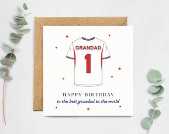 Grandad Football Birthday Card - National Team Football Shirt for Grandpa